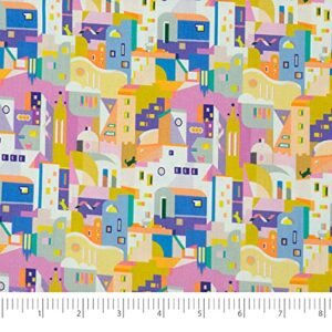 stitch & sparkle colorful vacation collection, purple santorini, 100% cotton fabric, 44" wide, cut by the yard