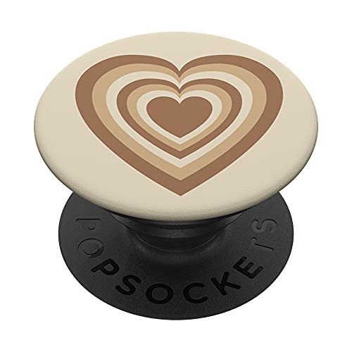 Neutral Tan Love Heart Coffee Latte Pattern PopSockets Swappable PopGrip