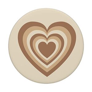 Neutral Tan Love Heart Coffee Latte Pattern PopSockets Swappable PopGrip