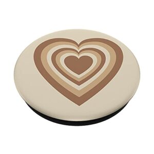 Neutral Tan Love Heart Coffee Latte Pattern PopSockets Swappable PopGrip