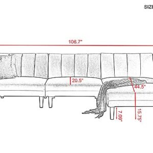 Reversible SECTIONAL Sofa Sleeper with 2 Pillows Dark Green Velvet