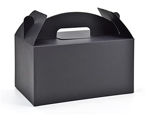 HUAPRINT Black Treat Boxes Large Bulk,Gable Boxes 30 Pack 9.45x5x5Inches,Party Favor Boxes Goodie Boxes for Birthday Party Baby Shower Wedding Christmas