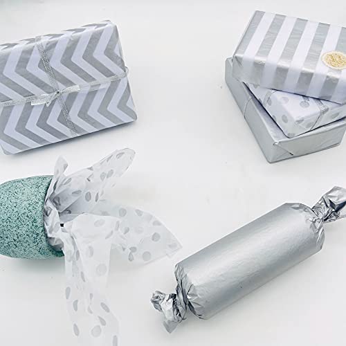 TTLLQQ tissue paper gift wrap paper bulk metallic color tissue paper wrapping paper gift Christmas Valentine's Day party (20 * 14 inches 120 silver sheets)