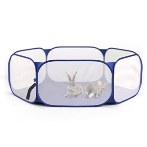 petpost small animal play pen - chinchillas, gerbils, rabbits, guinea pigs and hedgehog transparent cage - open top pet holder - large 43in. wide x 15in. tall