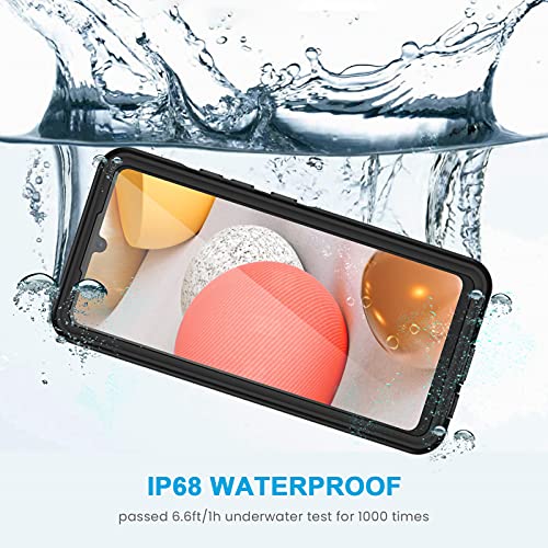 Lanhiem Samsung Galaxy A42 5G Case, IP68 Waterproof Dustproof Shockproof Case with Built-in Screen Protector, Full Body Sealed Underwater Protective Cover for Samsung A42 5G, Black/Clear