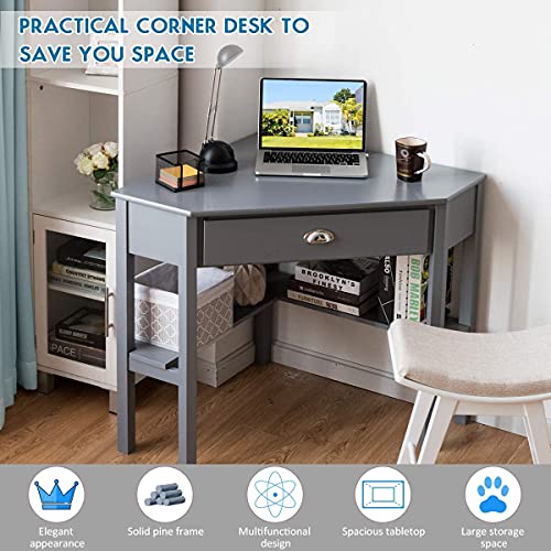 Goplus Corner Desk, Grey