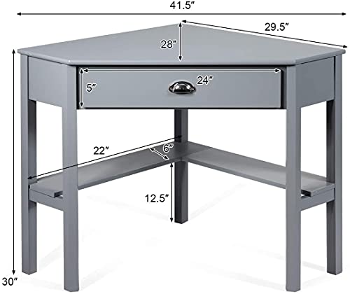 Goplus Corner Desk, Grey