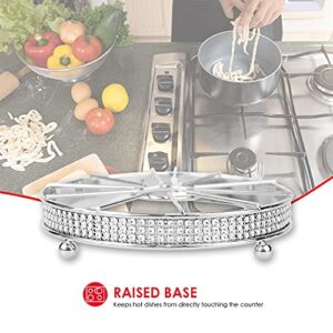 Home Basics Pave Round Non-Skid Trivet | Ornate Design | Diamond Band Around Base | Keep Counter Tops Safe from Scratches | Compact Size for Maximum Counter Space