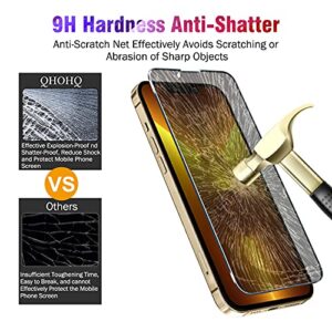 QHOHQ 2 Pack Privacy Screen Protector for iPhone 13 Pro 6.1" with 2 Packs Camera Lens Protector, Full Screen Tempered Glass Film,9H Hardness Anti-Scratch, Anti Spy, Easy to install - Case Friendly