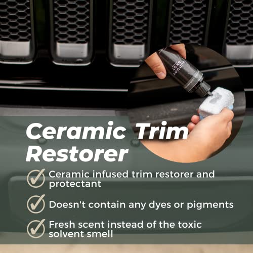 Sunday Best Car Care | Ceramic Trim Restorer, Permanent Rubber, Plastic & Vinyl Restoration with Gloss & Shine, Car & Truck Commercial Grade Solution (8oz)