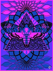 death head moth psychedelic poster - high gloss 18" x 24"