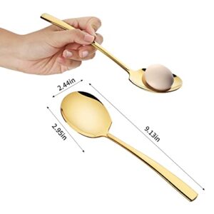 Stainless Steel Serving Spoon x 3, Slotted Serving Spoon x 3, 9.14 Inches Large Serving Utensils Set of 6 for Catering, Dishwasher Safe (Gold)