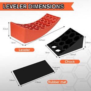 WELLUCK RV Camper Leveler Kit, 2 Packs Heavy Duty Curved RV Leveling Blocks Ramp Wheel Chock for Travel Trailer, Up to 35,000 lbs, Anti-Slip Mats Included, Level your RV on First Try