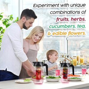 Fruit Infuser Water Pitcher, 36 Ounce Food Grade Borosilicate Glass Infusion Jug Ideal for Iced Juice, Beverages, Water, Lemon, Fruit Wedges & Herbs | Small Pitcher, 4.5 Cups