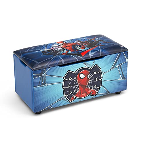 Delta Children Spider-Man Upholstered Toy Storage Bench for Kids | Perfect for Bedrooms and Playrooms