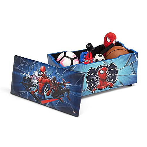 Delta Children Spider-Man Upholstered Toy Storage Bench for Kids | Perfect for Bedrooms and Playrooms