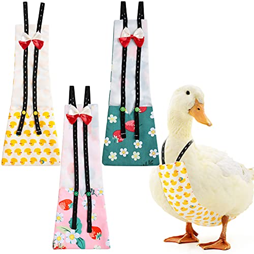 3 Pieces Pet Chicken Diapers Duckling Diapers Reusable Goose Clothes Washable Pet Diapers with Bow Tie for Poultry (Medium)