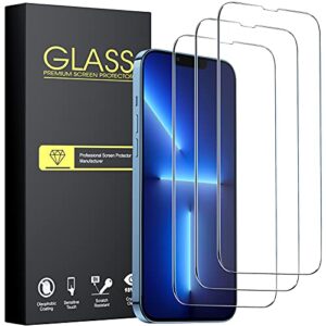 fakci (3 pack) screen protector compatible for iphone 13 pro max [6.7 inch], case friendly tempered glass