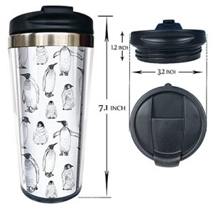 NVJUI JUFOPL Penguin Coffee Mug, With Flip Lid 15 OZ, Stainless Steel Coffee Cup for Travel Home Office
