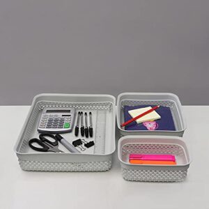 JVL Droplette Design Set of 3 Rectangular Plastic Storage, One Size, Grey