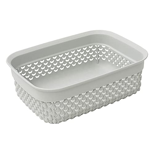 JVL Droplette Design Set of 3 Rectangular Plastic Storage, One Size, Grey