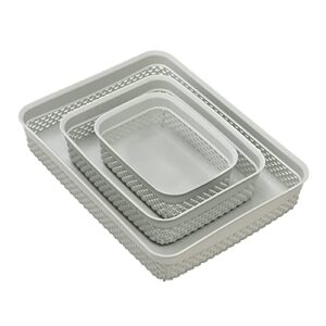 JVL Droplette Design Set of 3 Rectangular Plastic Storage, One Size, Grey