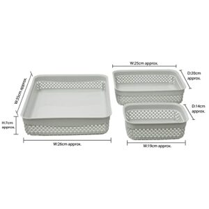 JVL Droplette Design Set of 3 Rectangular Plastic Storage, One Size, Grey