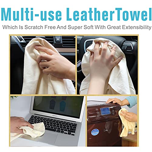 Chamois Cloth for Car - Drying Towel Shammy Towel Natural Real Leather Washing Cloth Cleaning Towel Car Wipes - Chamois Cloth Art Cloth Accessory (31.5'' x 20'')