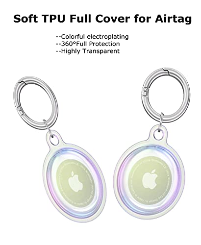 Full Protective Case for Apple Airtag 2021 Sleeve ,Tomcrazy Soft TPU Anti-Lost Anti-Scratch Cover with Key Ring for AirTags Finder Tracker Keychain (Electroplating Transparent)