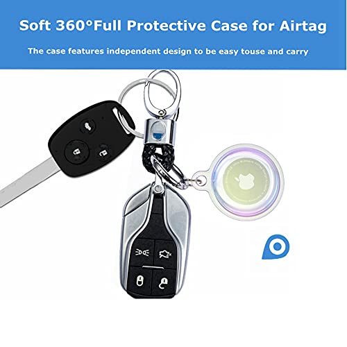 Full Protective Case for Apple Airtag 2021 Sleeve ,Tomcrazy Soft TPU Anti-Lost Anti-Scratch Cover with Key Ring for AirTags Finder Tracker Keychain (Electroplating Transparent)