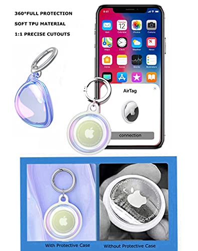 Full Protective Case for Apple Airtag 2021 Sleeve ,Tomcrazy Soft TPU Anti-Lost Anti-Scratch Cover with Key Ring for AirTags Finder Tracker Keychain (Electroplating Transparent)