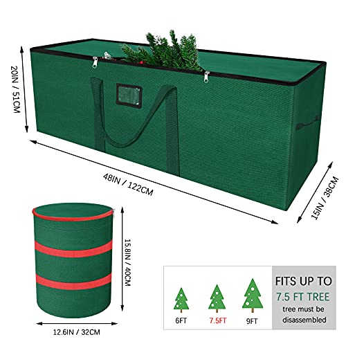 Paerduo Christmas Tree Storage Bag - Fits Up to 7.5 Ft. Tall Disassembled Tree - 20" Height X 15" Wide X 48" Long - Durable 600D Oxford Material- Heavy Duty Xmas Storage Container