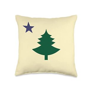 dgavisuals old maine state flag 1901 pine tree throw pillow, 16x16, multicolor