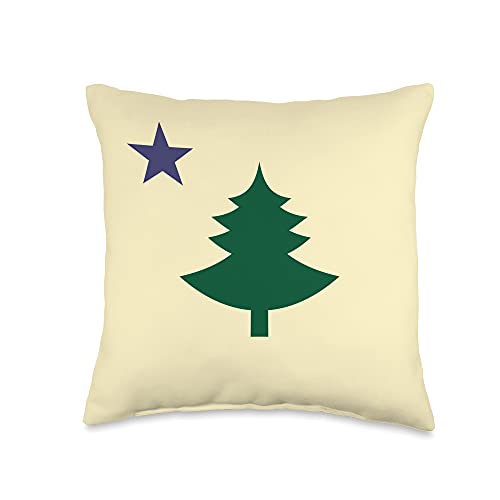 DGAvisuals Old Maine State Flag 1901 Pine Tree Throw Pillow, 16x16, Multicolor