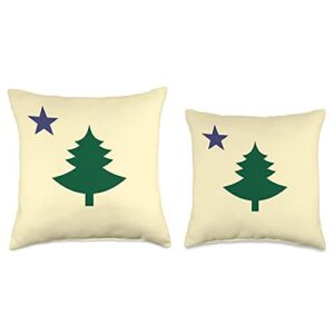 DGAvisuals Old Maine State Flag 1901 Pine Tree Throw Pillow, 16x16, Multicolor