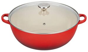 le creuset enameled cast iron chef's oven with glass lid, 7.5 qt., cerise