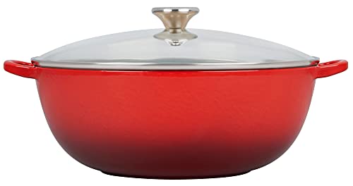 Le Creuset Enameled Cast Iron Chef's Oven with Glass Lid, 7.5 qt., Cerise