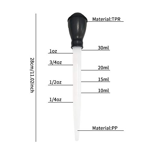 JANEMO Turkey Baster,30ML Heat Resisting Strong Suction Meat Baster,Suitable for Fish Tank Cleaning,Plant Watering,Barbecue,Roasting,Transparent