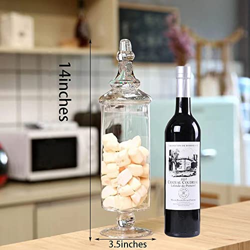 Livejun Glass Apothecary Jars Clear Elegant Storage Jar Decorative Candy Buffet Jars Wedding Candy Organizer Storage Canisters Small Home Decor 2 Pcs