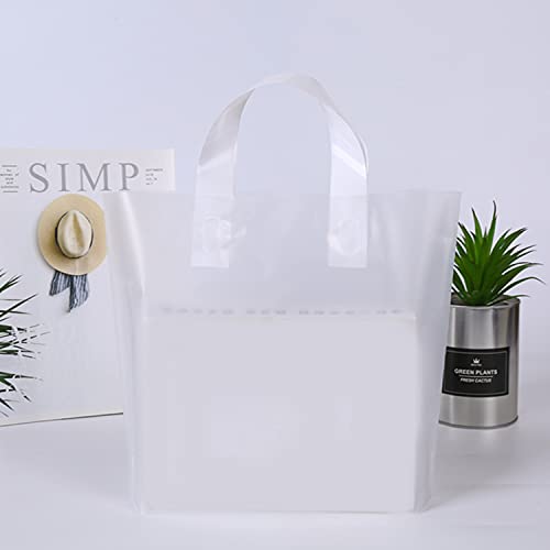 Gogmooi 150 Pcs Plastic Bags with Handles Bulk, Clear Bags Soft Frosted Plastic Bags for Gifts, Boutiques, Events High-Density Size Reusable Bulk 12" x 50 pcs, 14" x 50 pcs, 16" x 50 pcs