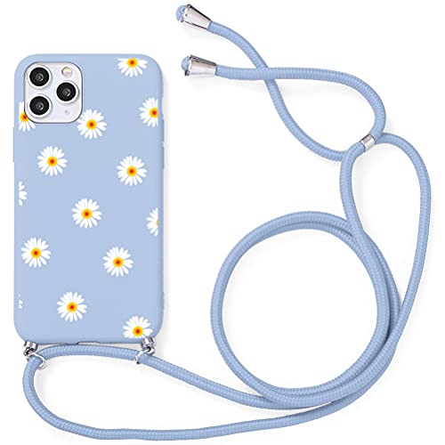 Yoedge Crossbody Case for Apple iPhone 11 6.1",Shockproof Soft TPU Silicone Adjustable Lanyard Cover with Neck Cord Strap and Aesthetic Design Compatible with iPhone 11, Daisy