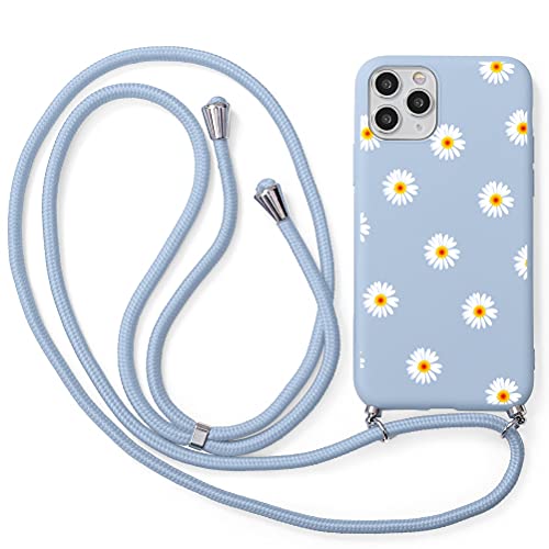 Yoedge Crossbody Case for Apple iPhone 11 6.1",Shockproof Soft TPU Silicone Adjustable Lanyard Cover with Neck Cord Strap and Aesthetic Design Compatible with iPhone 11, Daisy