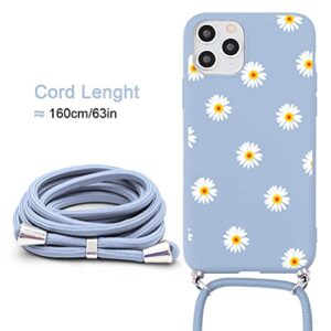 Yoedge Crossbody Case for Apple iPhone 11 6.1",Shockproof Soft TPU Silicone Adjustable Lanyard Cover with Neck Cord Strap and Aesthetic Design Compatible with iPhone 11, Daisy