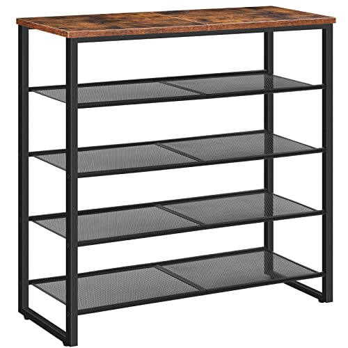 HOOBRO Shoe Rack, 5-Tier Shoe Storage Unit, Shoe Organizer Shelf for 16-20 Pairs, Saving Space, Durable and Stable, for Entryway, Hallway, Closet, Dorm Room, Industrial, Rustic Brown BF58XJ01