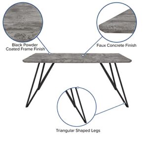 Merrick Lane Maya Rectangular Dining Table Faux Concrete Finish Kitchen Table with Retro Hairpin Legs