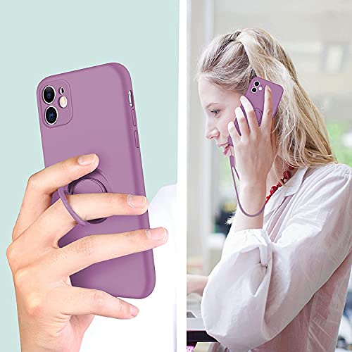 SouliGo iPhone 11 Case, Phone Case iPhone 11, Slim Silicone Protective Kickstand Ring Holder Soft Rubber Hybrid Hard Bumper Shockproof Protection Non-Slip with Car Mount Girls Women Cover, Deep Purple