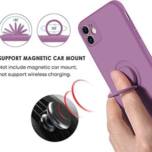 SouliGo iPhone 11 Case, Phone Case iPhone 11, Slim Silicone Protective Kickstand Ring Holder Soft Rubber Hybrid Hard Bumper Shockproof Protection Non-Slip with Car Mount Girls Women Cover, Deep Purple