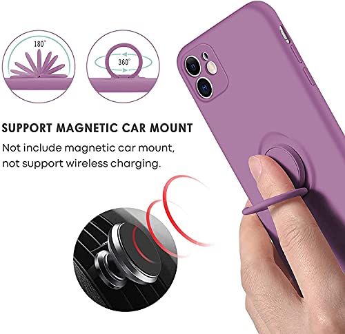 SouliGo iPhone 11 Case, Phone Case iPhone 11, Slim Silicone Protective Kickstand Ring Holder Soft Rubber Hybrid Hard Bumper Shockproof Protection Non-Slip with Car Mount Girls Women Cover, Deep Purple