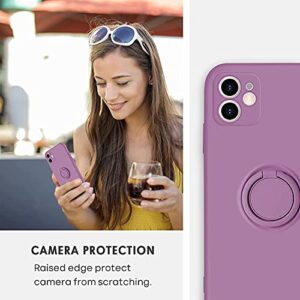 SouliGo iPhone 11 Case, Phone Case iPhone 11, Slim Silicone Protective Kickstand Ring Holder Soft Rubber Hybrid Hard Bumper Shockproof Protection Non-Slip with Car Mount Girls Women Cover, Deep Purple