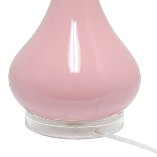 Elegant Designs LT3312-RPK Ceramic Genie Tear Drop Shaped Glossy Table Lamp, Rose Pink